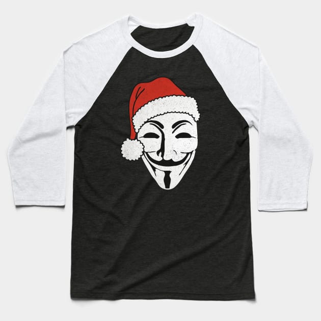 Merry Christmas With A Santa Claus Anonymous Mask 2 Baseball T-Shirt by EDDArt